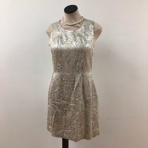 DKNY Silver & Ivory Sleeveless Sheath Dress